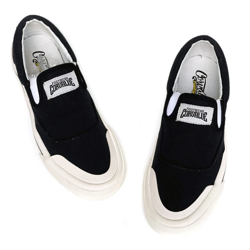 SEPATU CORVALUE FOOTWEAR - Sepatu Slip On Louisville Black White Og