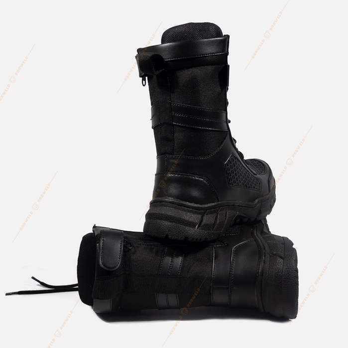 Robweld Sepatu PDL Pria TNI POLRI SCURITY SATPAM SAFETY BOOTS TINGGI UJUNG BESI OUTDOOR