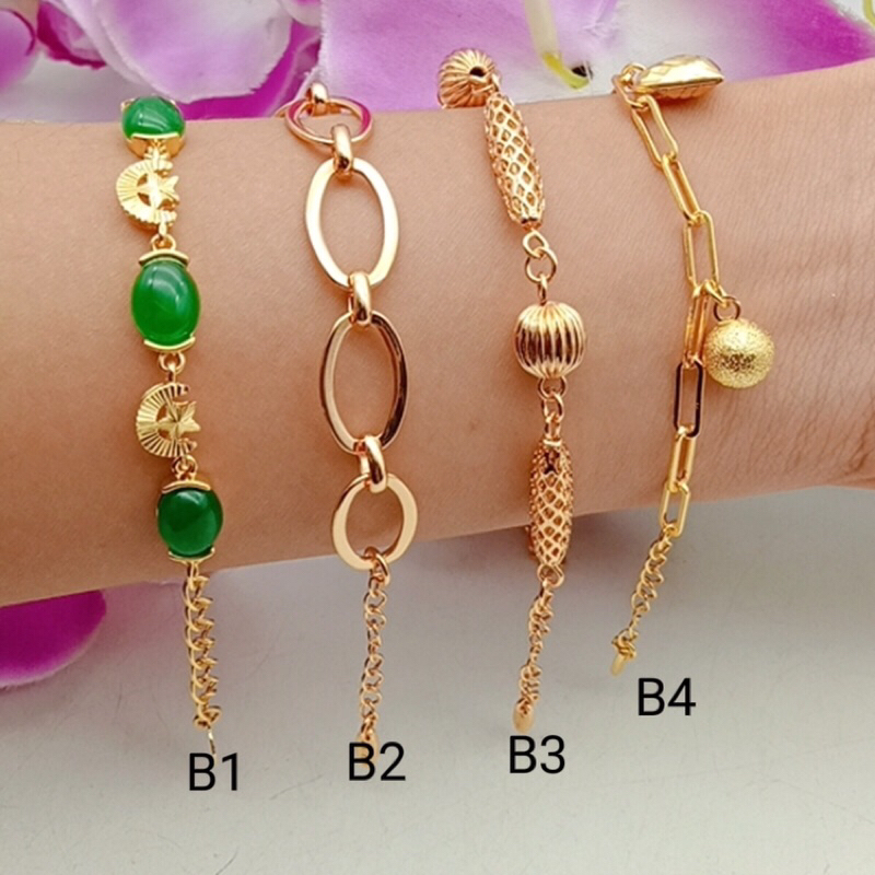 Gelang wanita lapis emas 24k permata giok impor awet model terbaru