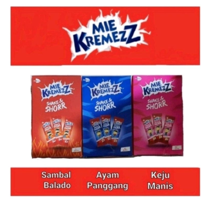 

( NEW BOX) Mie Kremez Shorr (20 + 1 pcs) BARU MIE KREMEZZ SHAKE & SHORR 1000 ISI 1 BOX ISI 20 PCS + 1 PCS