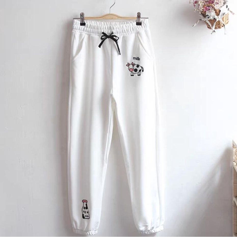 MILK COW JOGGER CELANA PANJANG SWEATPANT LUCU (IC)