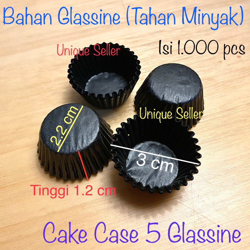 [1000 pcs] Cake Case 5 &amp; 5.5 GLASSINE HITAM / Kertas Alas Nastar Hitam 5 &amp; 5,5 / Kertas Cup Cake Glassine Hitam 5&quot; 5,5” 5.5” / Paper Cup Cake Case Hitam 5 5.5 / Kertas Alas Kue Mochi Moci