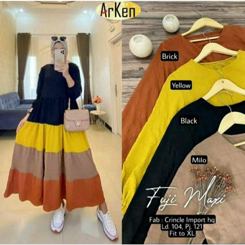 Dress Fuji Busui Resleting Depan Rayon Tebal / Dress Wanita Terbaru