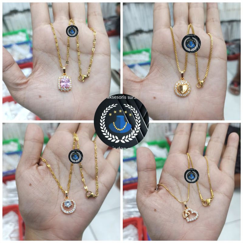 KALUNG PLUS LIONTIN KOMBINASI PERMATA ZIRCON CANTIK DAN BERKUALITAS