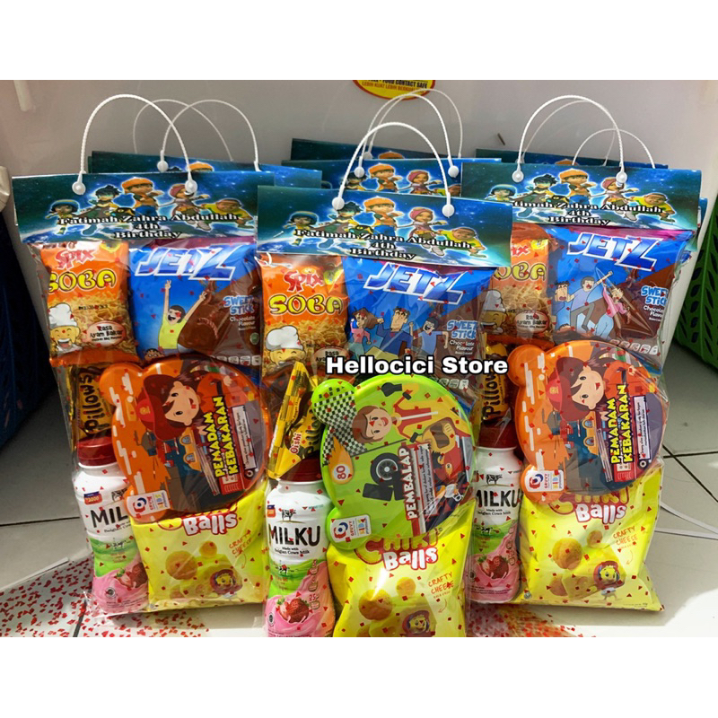 PARCEL BINGKISAN SNACK + LUNCH BOX NEMTEK KEMASAN ANAK ULTAH