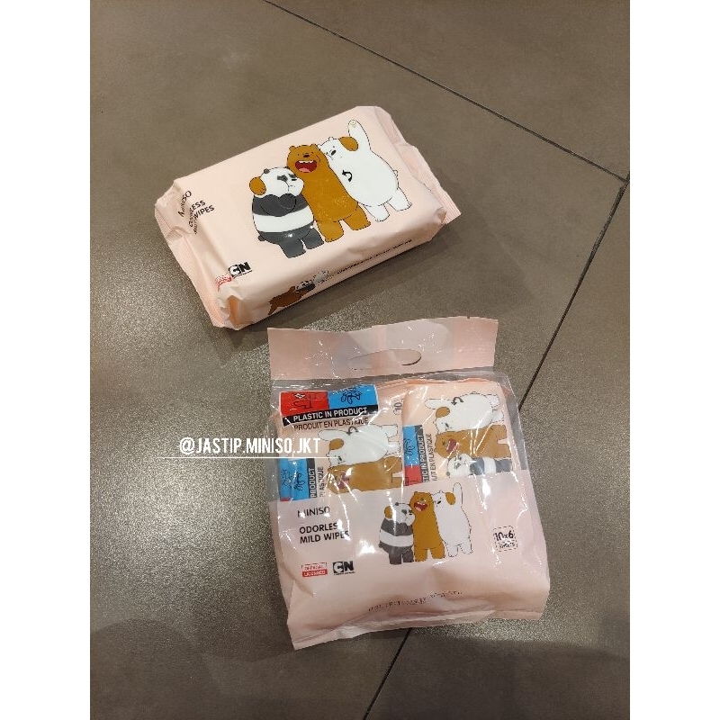MINISO 🆕 Tissue Basah We Bare Bears (isi 60 / 80pcs)