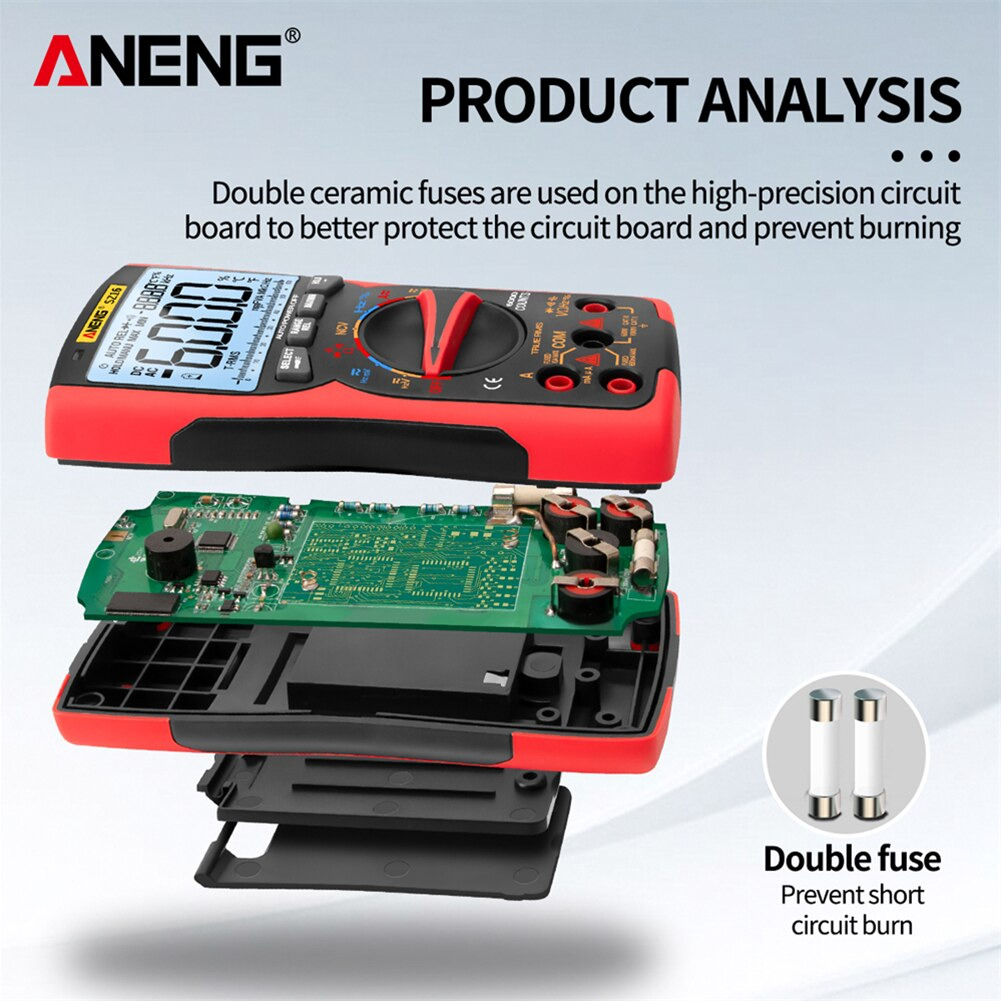 ANENG Digital Multimeter Voltage Tester 6000 Counts Frequency - SZ16 - Red