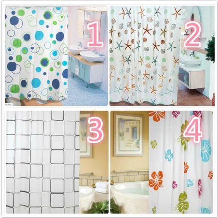 ONLYONE12 Tirai Kamar Mandi PEVA Anti Air Sudah Dilengkapi Ring Pengait / Tirai Penutup Kamar Mandi Serbaguna / Gorden Shower Curtain Motif