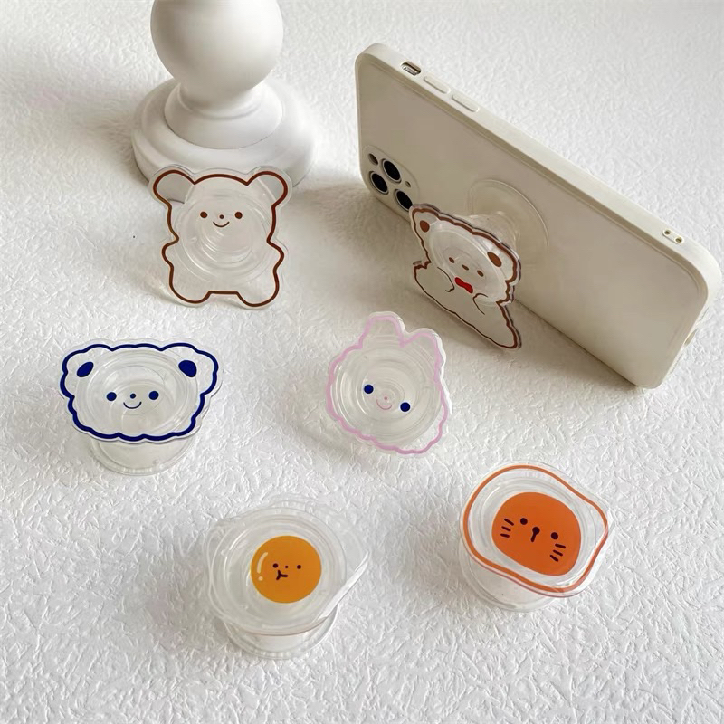 Popsocket Hp Bahan Akrilik Dengan Glitter / Dudukan Ponsel Lucu Pop Socket HP Aesthetic Handphone Bear