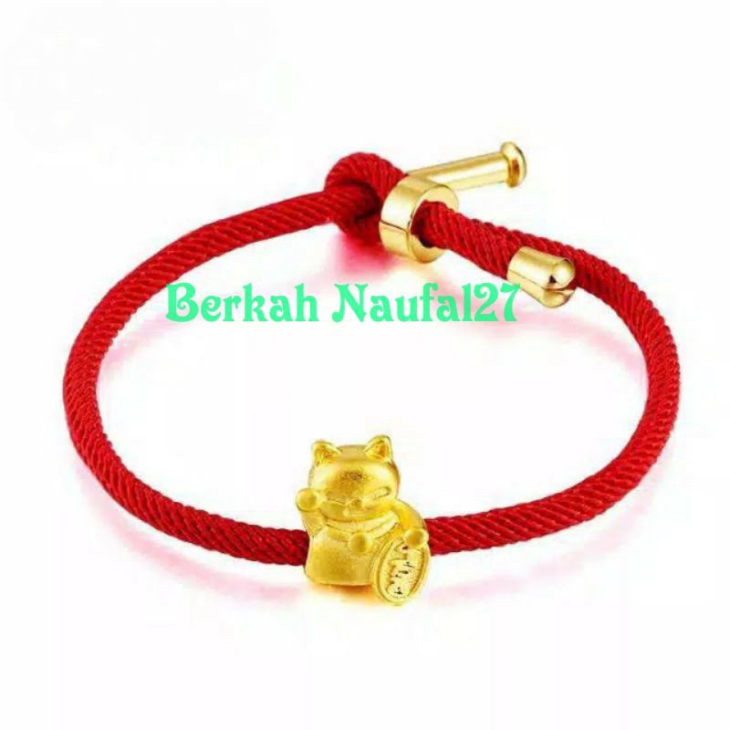 Gelang Tali Serut Polos Emas Lucky Cat Perhiasan