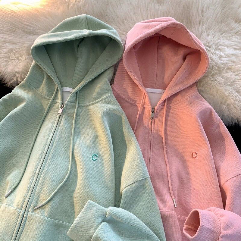 Jacket Terlaris LARISO.JKT Jaket Resleting SIMPLE LOGO C Jumbo Zip Hoodie Bigsize Harajuku Urban Kor