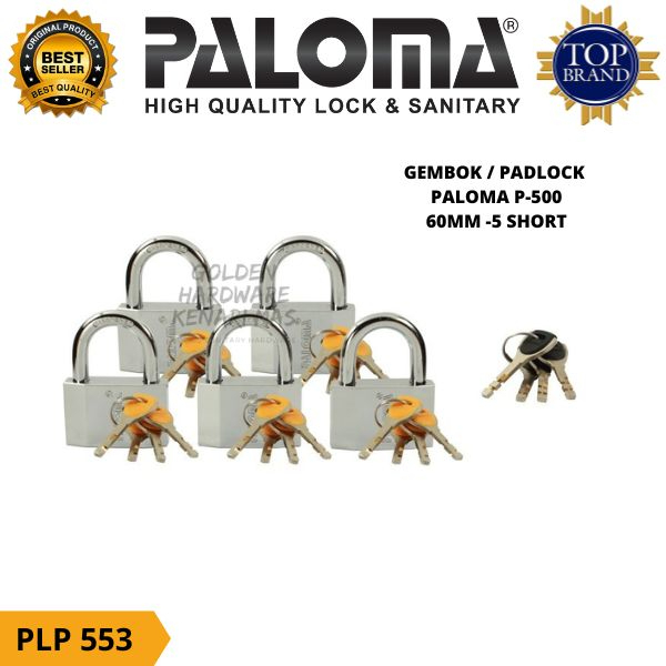 PALOMA PLP 553 PROMO GEMBOK PALOMA P-500 60MM-5 SHORT PAKET GEMBOK MASTER KEY