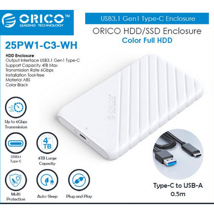 ITSTORE Orico 25PW1-C3 HDD SSD Enclosure 2.5 Inch Type-C 25PW1C3