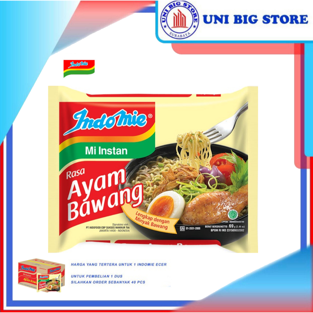 

Indomie Mie Kuah Ayam Bawang 69 gr instant Noodles