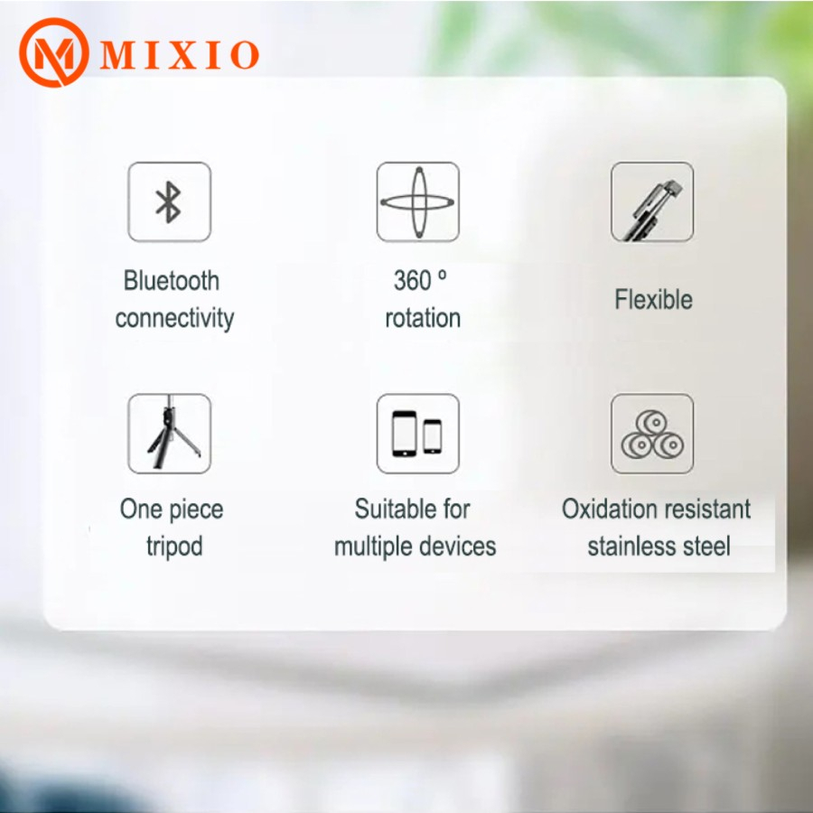 MIXIO A37 - TONGSIS NEW MODEL 110CM Tongsis Bluetooth Selfie Tripod with 2 Ringlight