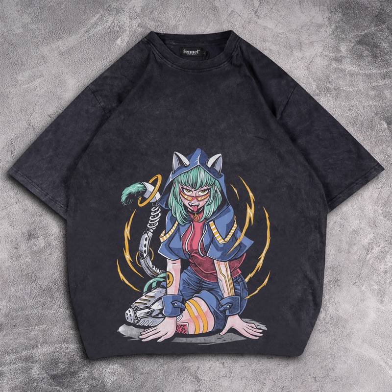 [N01113] T-shirt Oversized Distro Wash Motif THE CATS