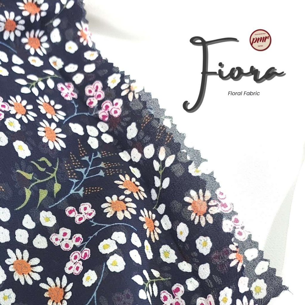 Kain Polyester " Fiora Floral " Kain Dress dan Gamis Hijab Syari Kain Kualitas Premium HARGA UNTUK 1