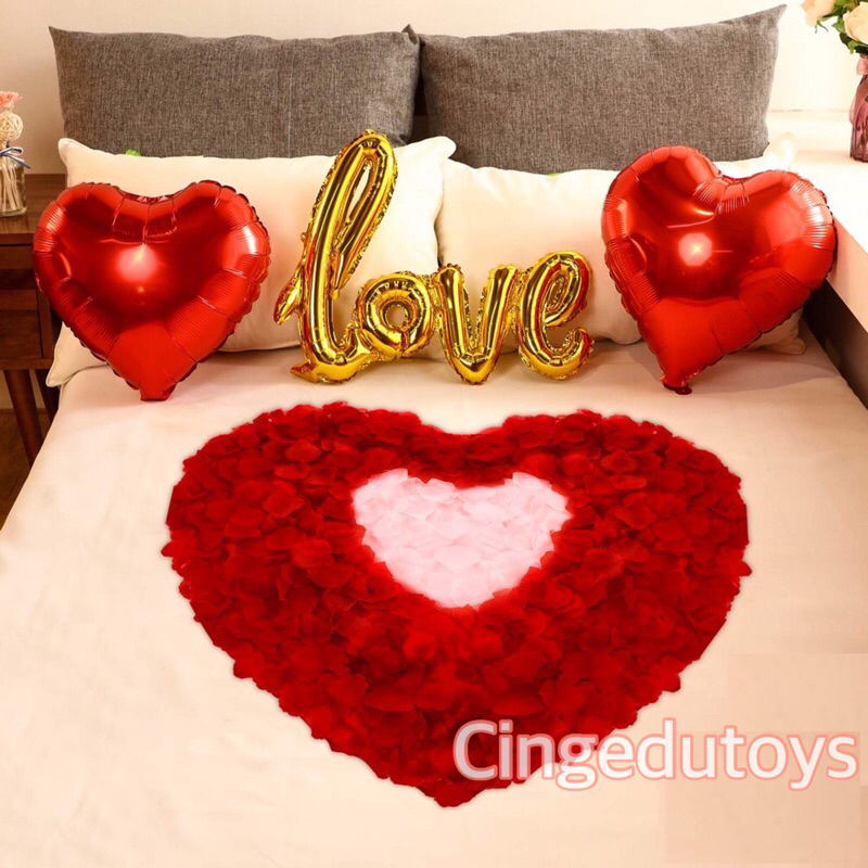 paket balon dekorasi happy valentine / anniversary / happy wedding balon foil hati love sambung besa