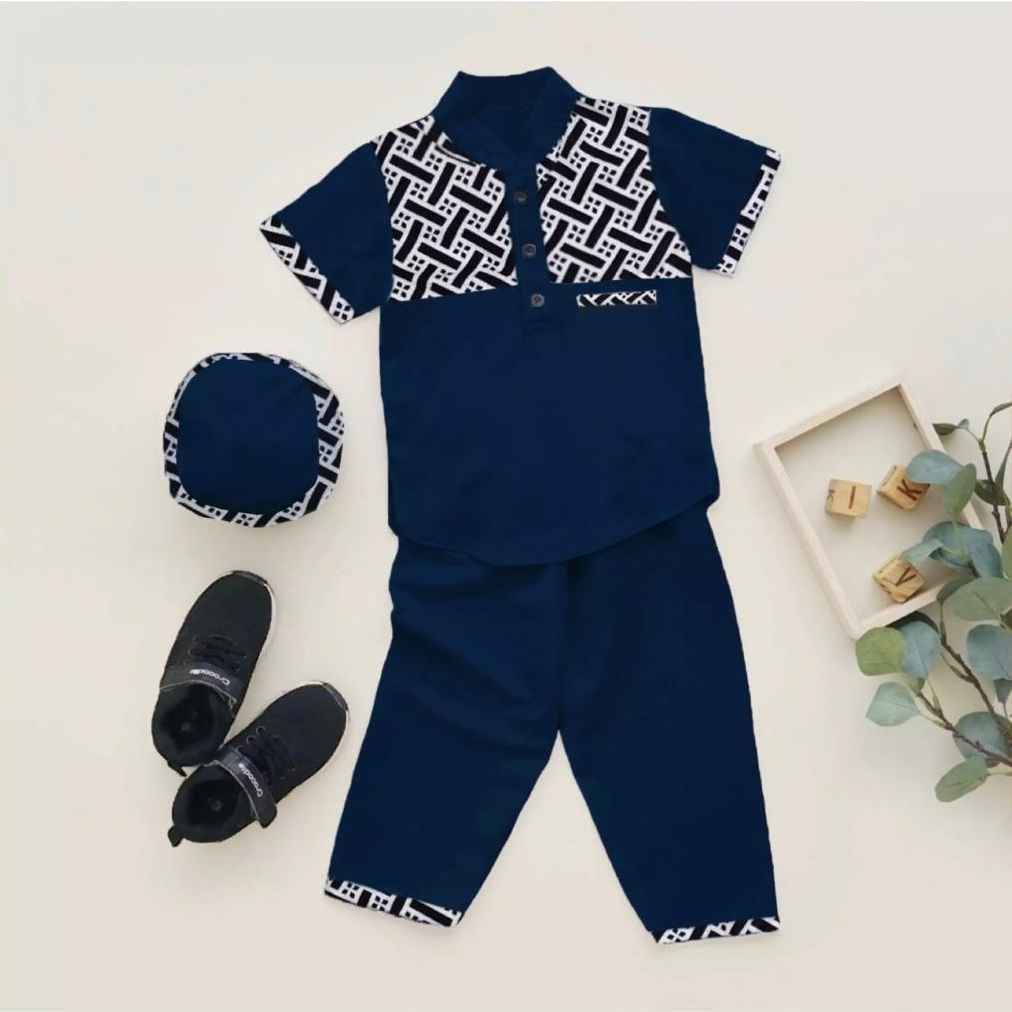 SETELAN KOKO BATIK SAKU MODEL TERBARU/SETELAN KOKO TERLARIS DAN TERPOPULER/PAKAIAN MUSLIM ANAK/SETELAN BAJU KOKO ANAK