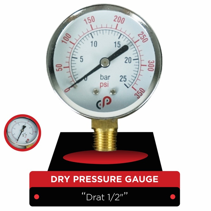 Dry Pressure Gauge (Size : 10, 16, 25 , 40, 60 KG) ( Drat 1/2&quot;)