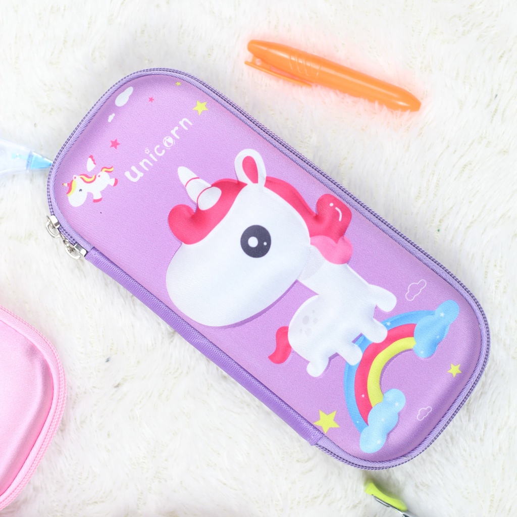 Pencil Case 3D Anak Cewek Karakter Lucu Pink Tempat Pensil Anak Perempuan TK SD Muat Banyak Bahan Tebal Import Terbaik