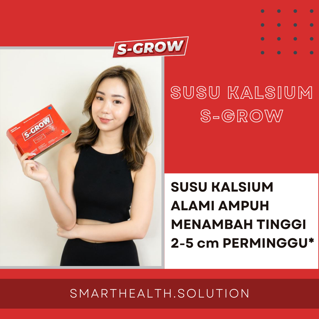 S-Grow Peninggi Badan Susu Tinggi Badan Suplemen Makanan Kesehatan Anak Remaja Dewasa SGROW'