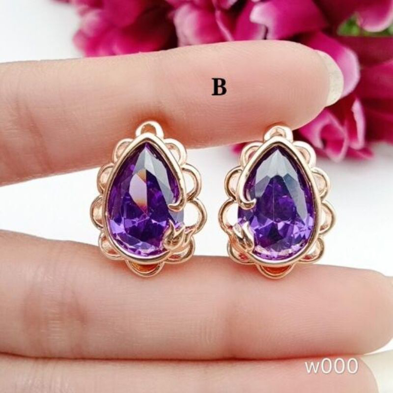 anting wanita lapis emas permata swaloski model tercantik