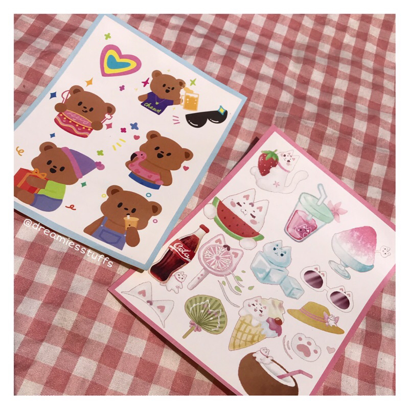 

(Dream) Cute colorfull bear and cat with food’s sticker by dreamiesstuffs