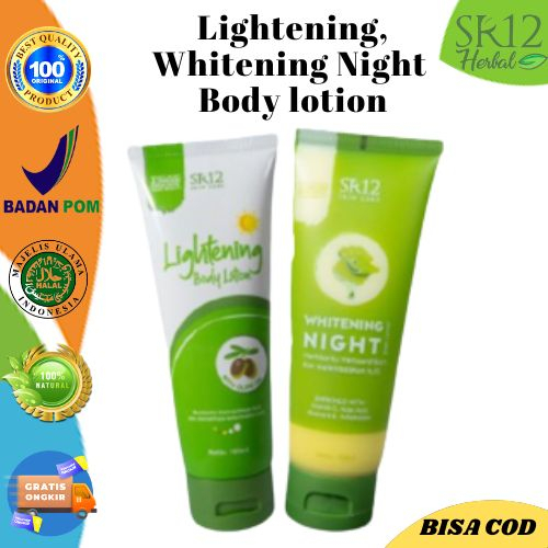 Lightening dan Whitening Night Body Lotion SR12 Pemutih Badan BPOM hand body Mencerahkan Kulit Anti 
