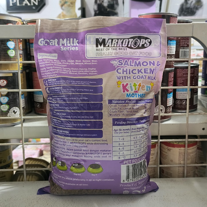 Makanan Kucing Markotops Kitten &amp; Mother Salmon Chicken With Goat Milk Kemasan 1KG