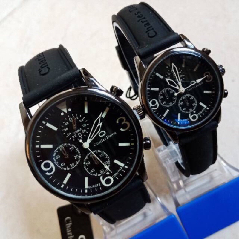 jam tangan couple charles delon original anti air sudah sepasang
