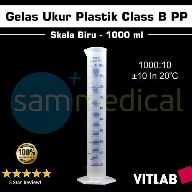 Jual Vitlab Gelas Ukur Plastik Class B Pp Skala Biru 1000ml Shopee Indonesia 4256