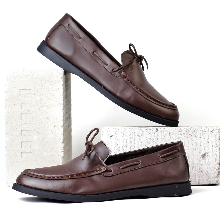 ELDER BROWN - Sepatu Loafers Pria Kulit Kasual Klasik Formal Kerja Kuliah Pria/Cowok - Loafer