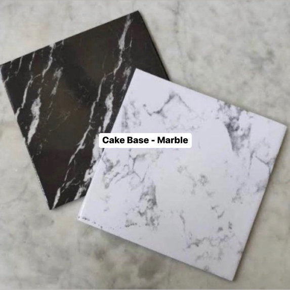 ALAS TATAKAN KUE MARBLE WHITE/BLACK