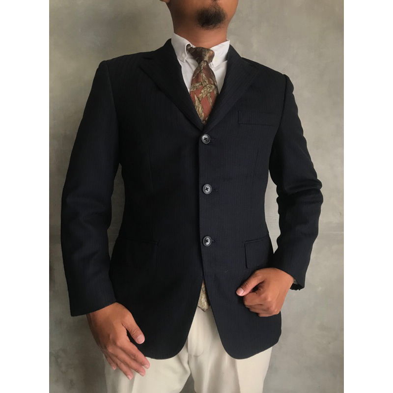 JAS BLAZER PRIA FORMAL KANCING satu dua slimfit | Blazer stripe | Blazer salur | Blazer motif | Jas 