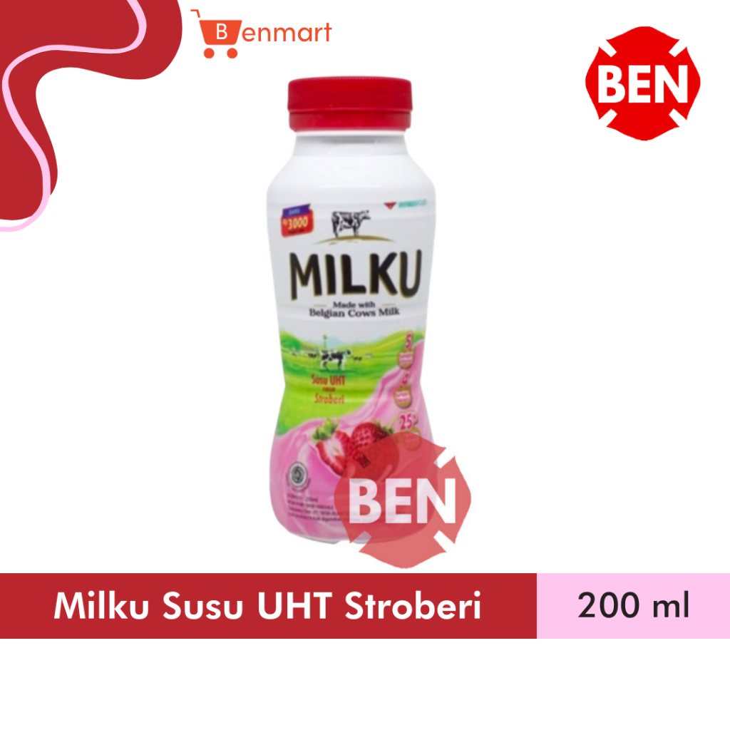 

Milku Susu UHT Stroberi 200ml 200 ml - Strawberry Milk Botol Dus