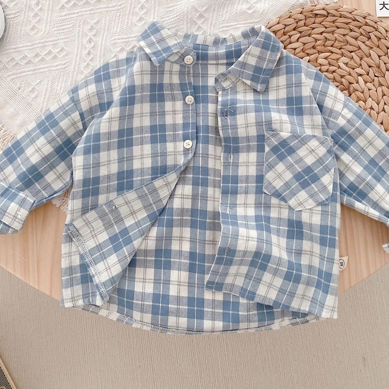 Cherry COD Kemeja Anak Flanel / Kemeja Anak Import / Atasan Anak Laki - Laki / Kemeja Anak Lengan Panjang - AK004