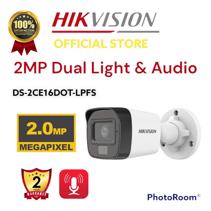 paket camera cctv 8 kamera hikvision 2mp dual light colorvu + audio 8 channel ch malam tetap berwarna colour 8ch