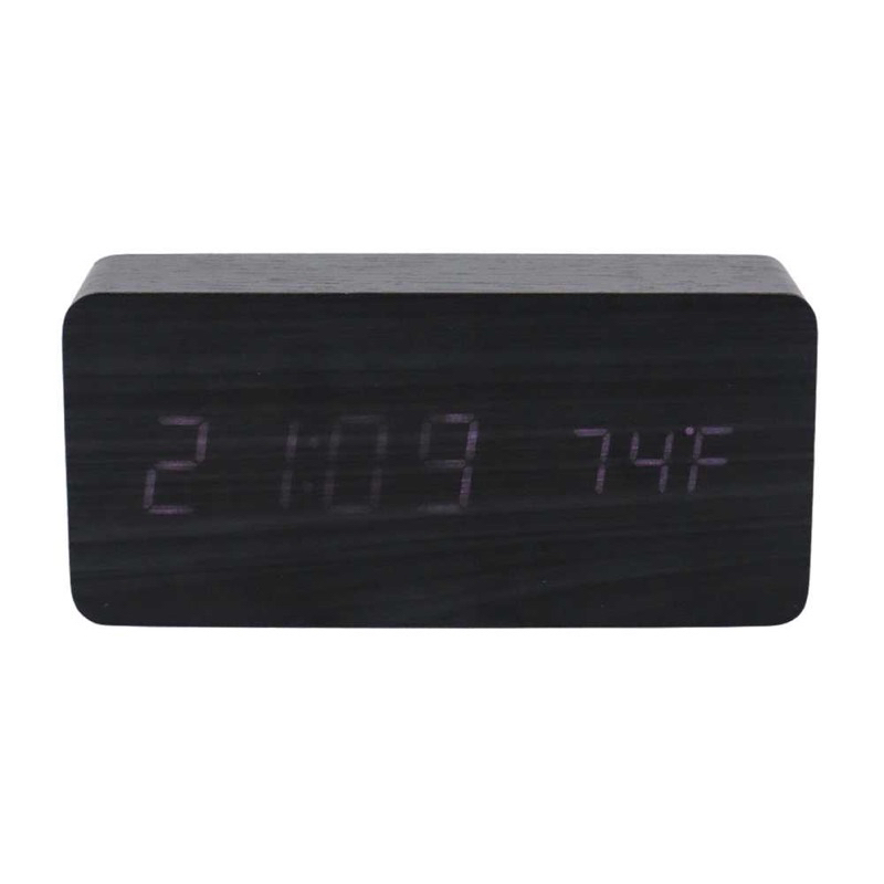 Jam Alarm LED Digital Wood Clock with Temperature