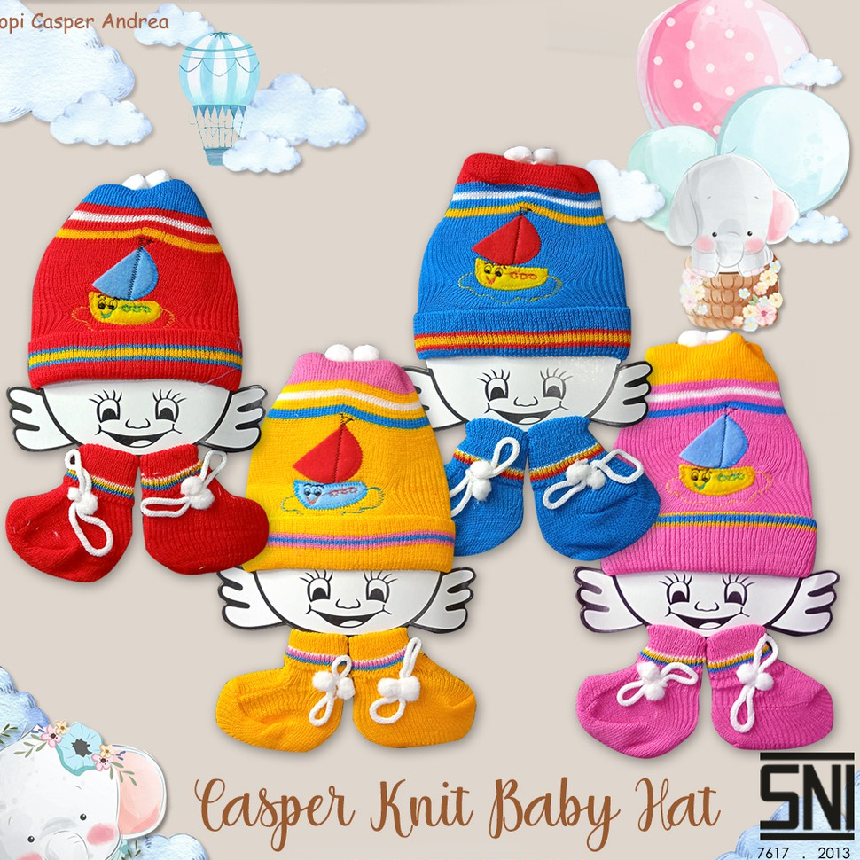 Topi Bayi Newborn Rajut Casper 0-6 bulan