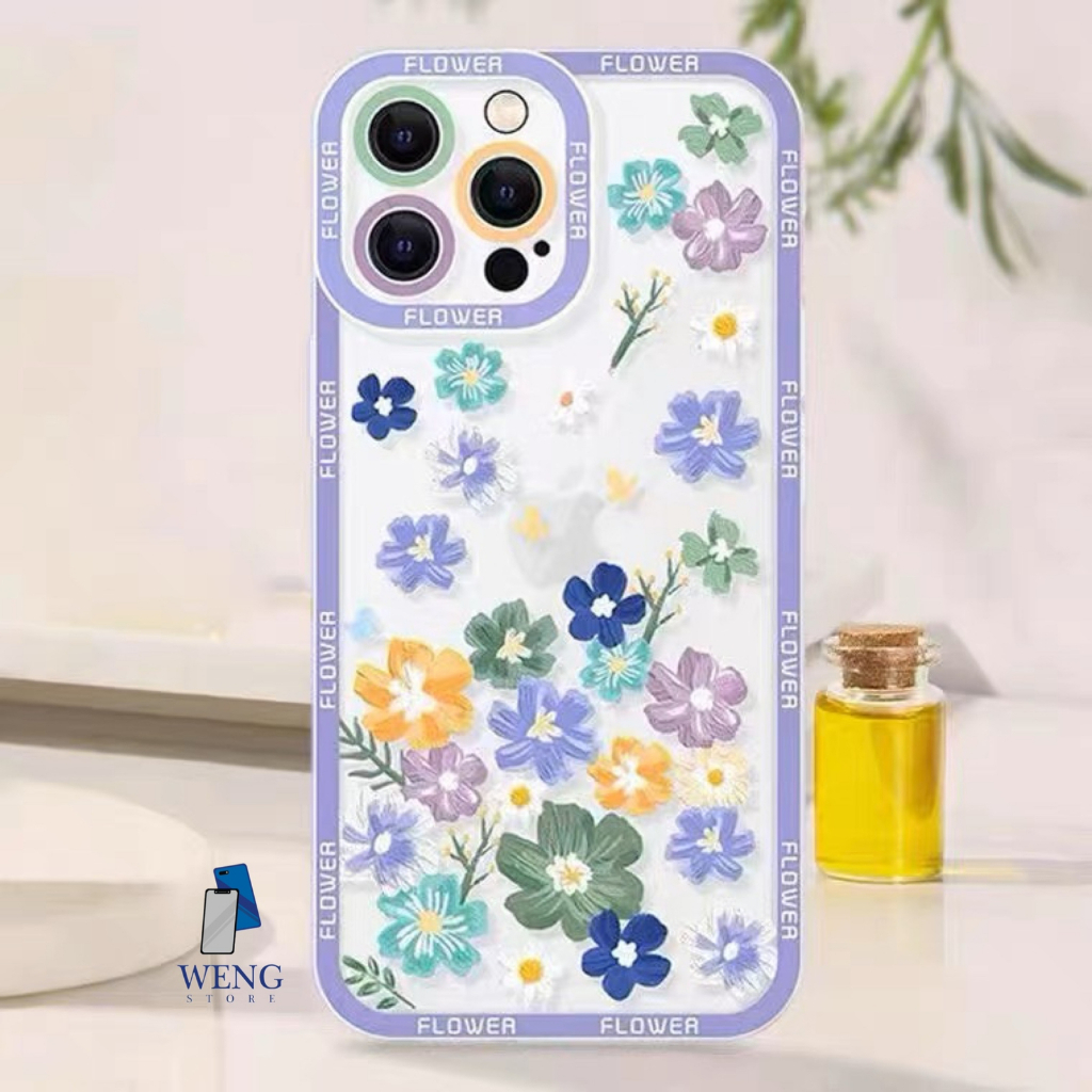 WENG Softcase Lens Bunga For Oppo Realme Vivo Xiaomi Iphone NEW