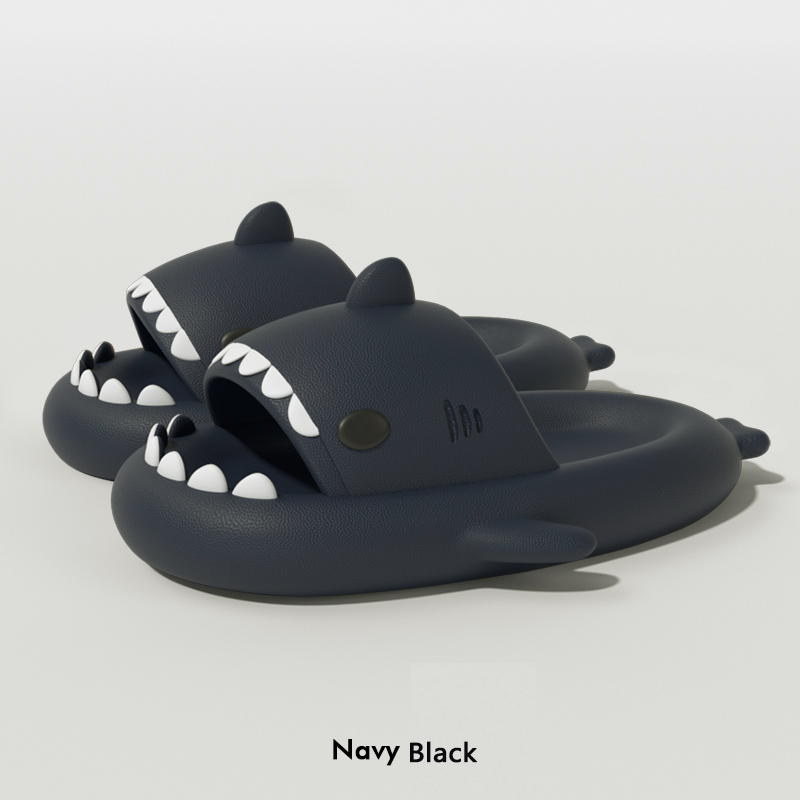 MUZY Sendal Karet Hiu Anak Sendal Hiu Dewasa Sendal Lucu Sandal Slop Karakter HSN601-602 Hitam