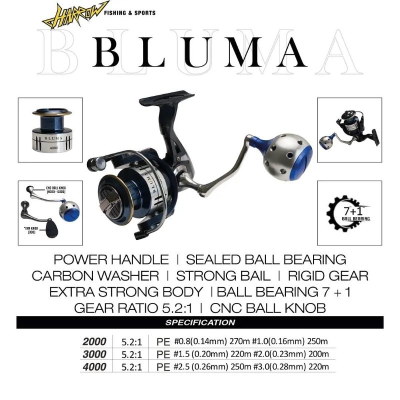 Reel Spinning Harrow Bluma New Power Handle