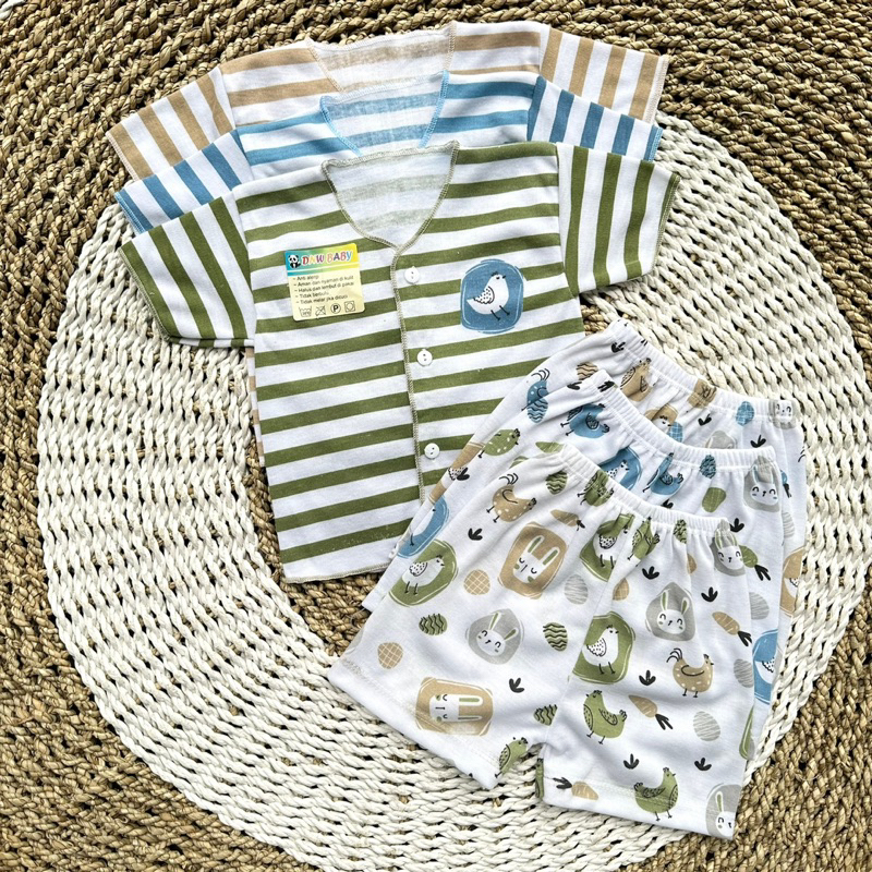 3 PCS Baju Bayi Lengan Pendek + Celana Pendek Bayi Baru Lahir Baju Bayi Setelan Warna Kuning Celana Bayi Newborn Bayi Hadiah Lahiran Bayi ASYAM BABY