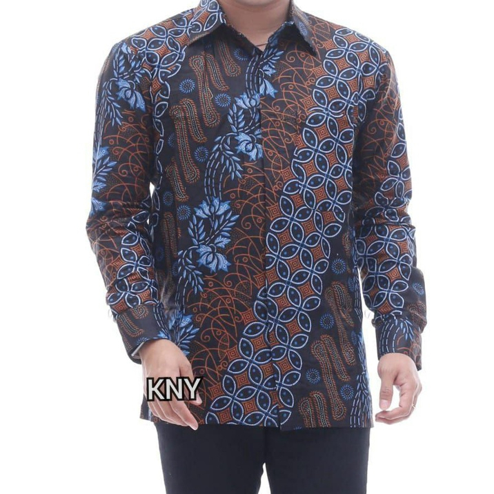 Batik motif wajik biru kode 024 KEMEJA BATIK LENGAN PANJANG