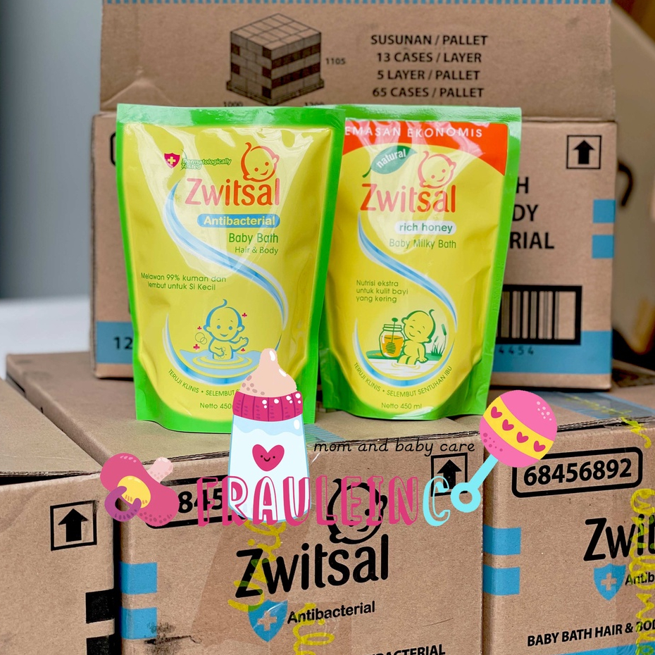 *FRAULEINCO* Zwitsal Baby Shampoo or Body Bath 450 Rich honey Antibacterial - 250ml Refill / 300ml Pump / 450 Pouch