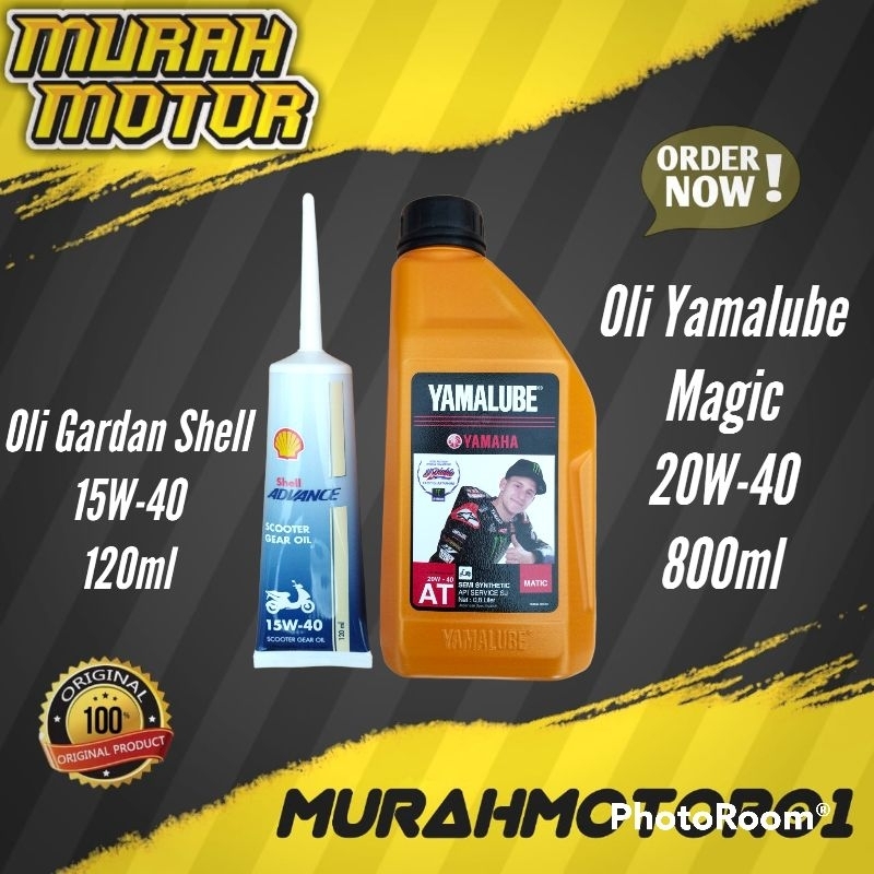 Oli Yamalube Matic 20W-40 Original & Oli Gardan Shell 15W-40 Original.