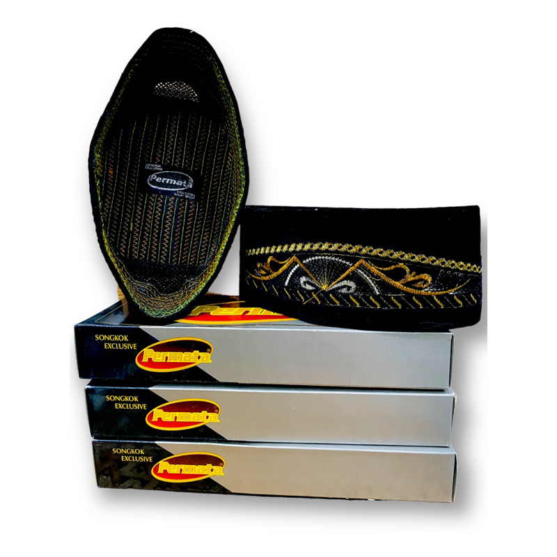 PECI PERMATA BORDIR SONGKOK BORDIR AC PECI HITAM BORDIR