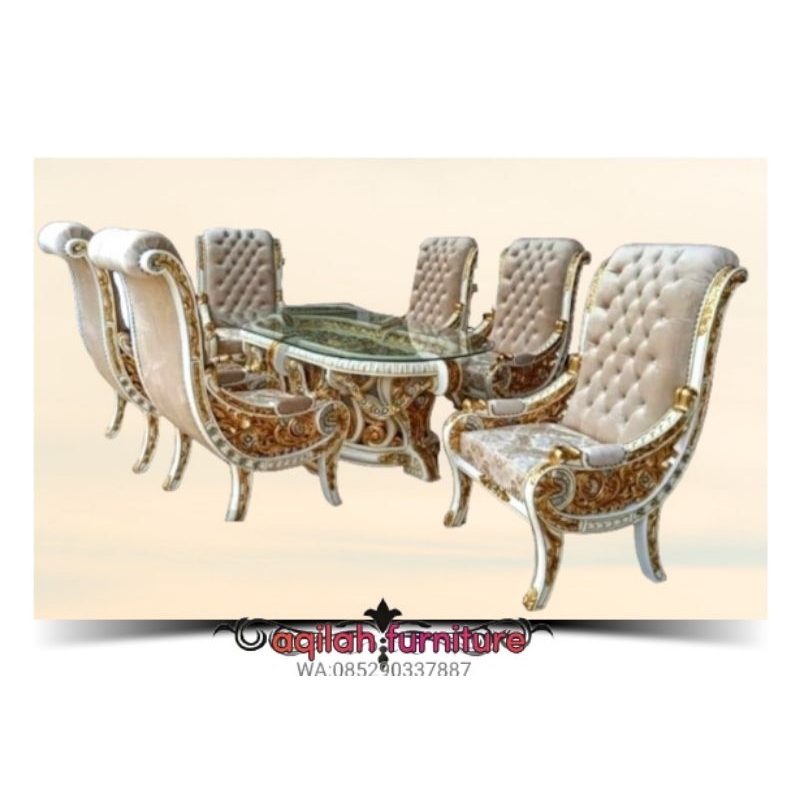 MEJA MAKAN MEWAH MEJA MAKAN UKIRAN JEPARA KURSI MAKAN KAYU JATI MEJA MAKAN KERANG