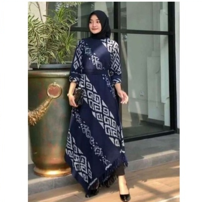 tunik tenun motif toraja navy